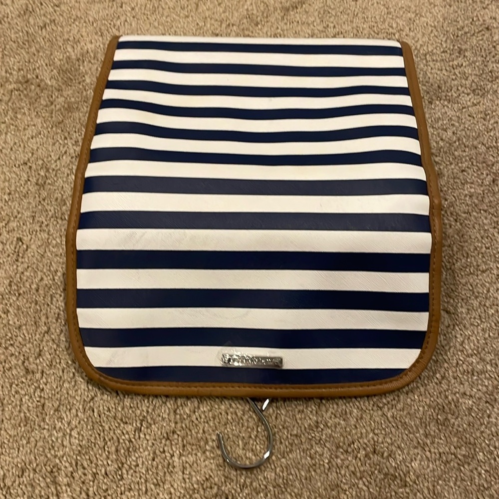 Stella and Dot Travel Case. Navy blue and cream strips. Gently used.